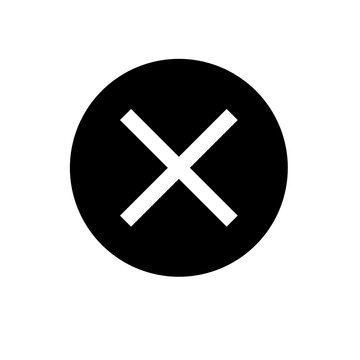 Vector black and white icon of a cross in a circle