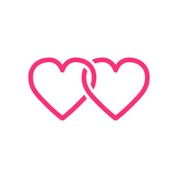 Two hearts initial logo on white background