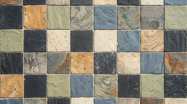 Geometric Mosaic Checkerboard Pattern Featuring Abstract Multi Toned Block Textures abstract mosaic checked texture background checkerboard geometric pattern grid tiles squares block structure design