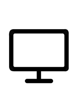 Black outline desktop computer monitor icon transparent background