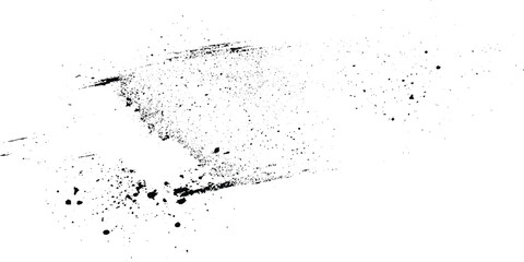 Obraz premium Horizontal black ink brush stroke with scattered splatter and grunge texture