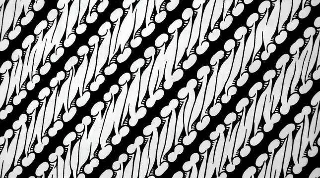 Indonesian batik parang pattern in black and white.