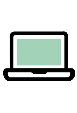Laptop computer with green screen icon transparent background