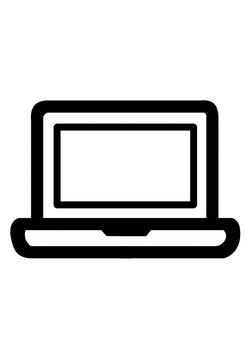 Black outline laptop computer icon transparent background