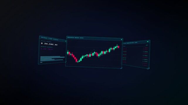 Futuristic Virtual Reality Financial Trading Interface With Market Charts