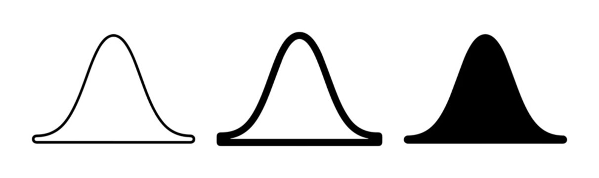 Gaussian Curve Variations, Probability Distribution, Statistics Icons