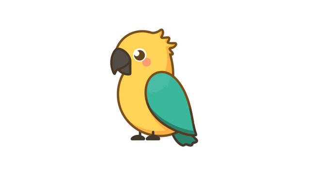 Vibrant parrot bird character on white background.