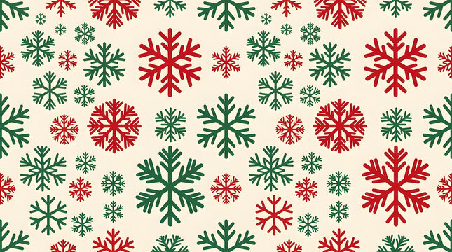 Christmas snowflake pattern with red and green icons.
