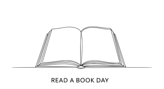 Open Book Illustration, Minimalist Line Art, Isolated on Transparent Background
