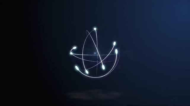 Glowing Atomic Physics Science Model Animation Background Glowing Light Particle Sphere