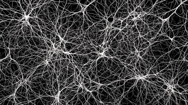 Dense neural network pattern with neuron nodes for artificial intelligence, brain science and tech wallpaper design