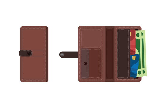 Brown Leather Wallet Closed and Open