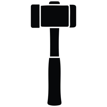 Black hammer silhouette vector illustration isolated on white background for hand tools.