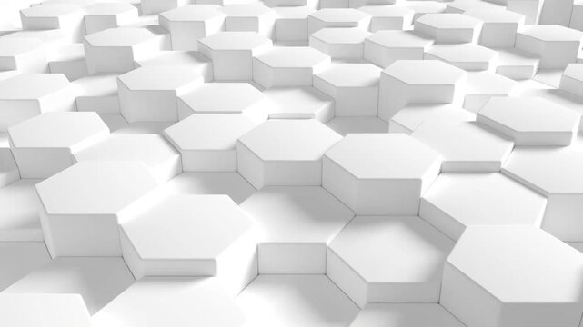 White 3d hexagon geometric pattern motion background animated abstract surface 4k