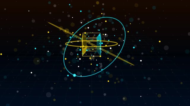 Quantum Tesseract 4D Hypercube with Solid Metallic Facets 4K Seamless Loop