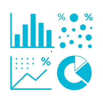 Statistics vector illustration featuring charts, graphs and analytical data elements in a clean professional style. Perfect for statistical analysis, research, surveys, data reports, quantitative info