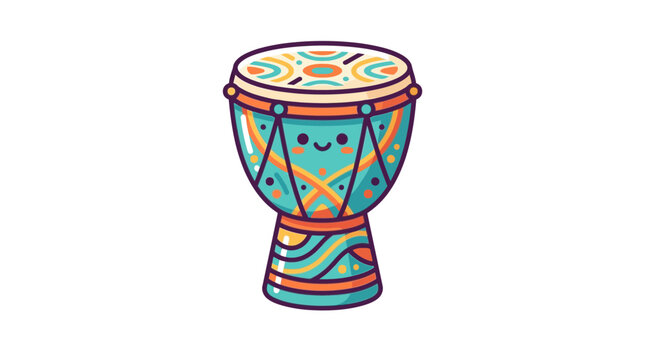 Cute African Djembe Drum Cartoon Vector Character