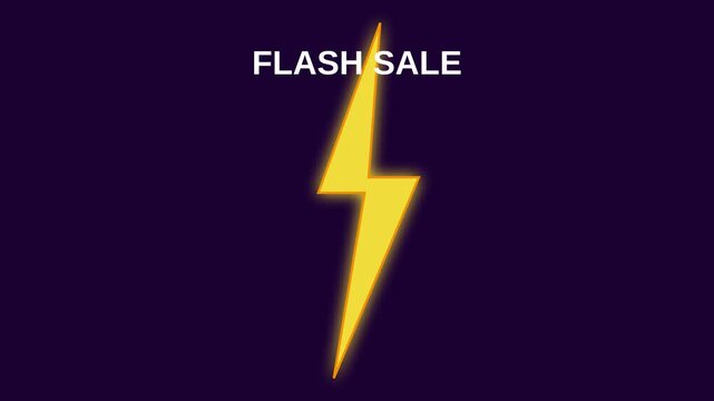 Dynamic motion of a yellow lightning bolt with flash sale text for advertising and marketing.