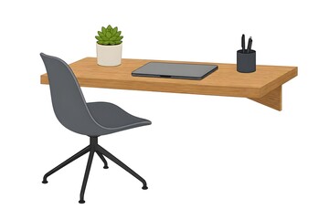 Fototapeta premium Isolated vector graphic of modern compact home office desk corner