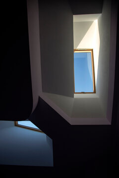 A fragment of the ceiling in the interior of the room
