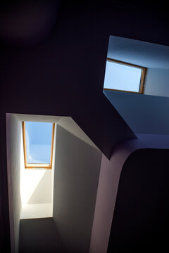 A fragment of the ceiling in the interior of the room