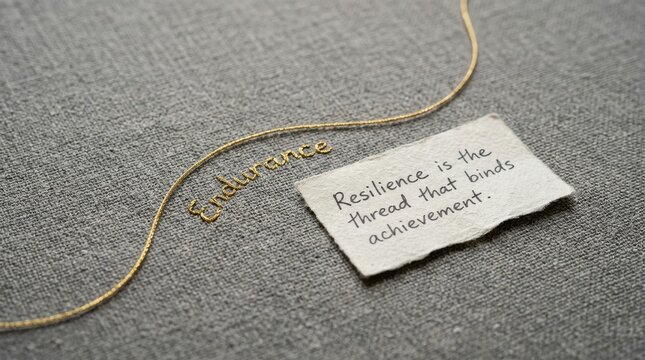 Endurance quote on textured paper next to golden word