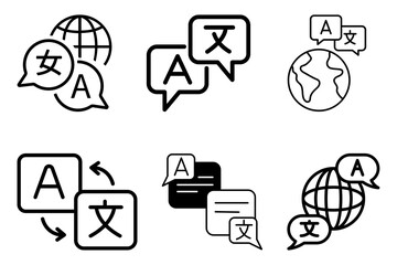 Language translation and communication icons set © Arafat