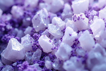 Fototapeta premium Macro Lavender and Salt Crystals for Natural Bath and Body Products