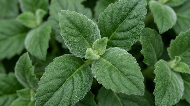 Overhead Perspective Macro View Soft Downy Botanical Green Leaf Growth Velvet Plant Texture plant leaf leaves green macro close up foliage nature botanical velvet fuzzy soft texture botanical flora