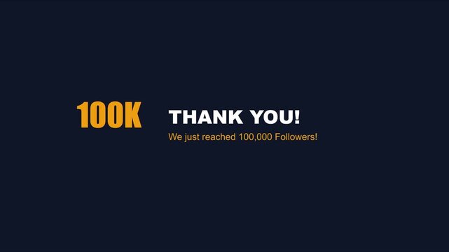 100 k thank you celebration: reached 100, 000 followers milestone social media animation 4k 100k