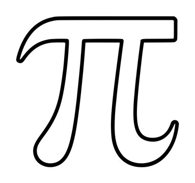 Minimalist black outline vector icon of the mathematical constant pi symbol, a fundamental Greek letter used in geometry and physics, isolated on a white background for educational illustration.