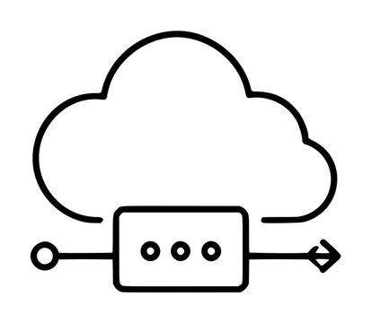 Minimalist vector icon illustration of a cloud proxy server representing data transfer and network connectivity with a sleek line art design for modern web technology and digital information flow.
