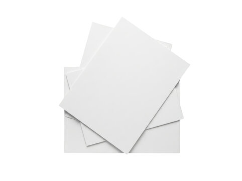 Stack of blank white paper sheets isolated on transparent background