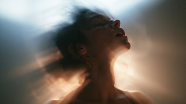 Woman Experiencing Emotional Release and Euphoria in Motion