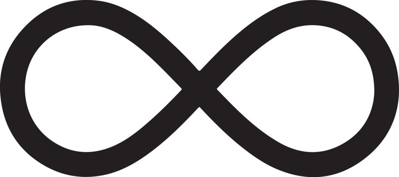 Black infinity loop symbol vector graphic representing eternity endlessness and flow.