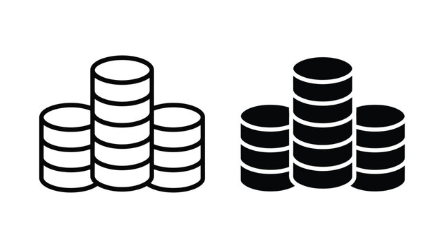 Set of two coin stack icons representing financial growth and savings.