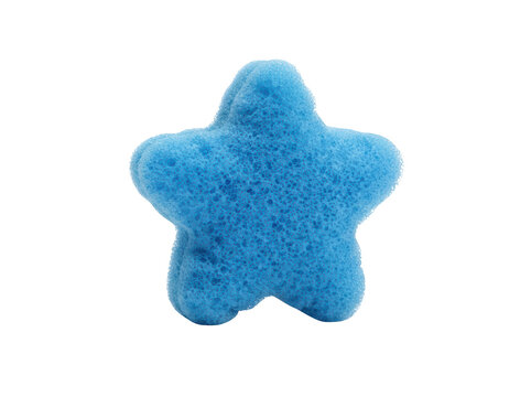 Blue starshaped bath sponge isolated on transparent background
