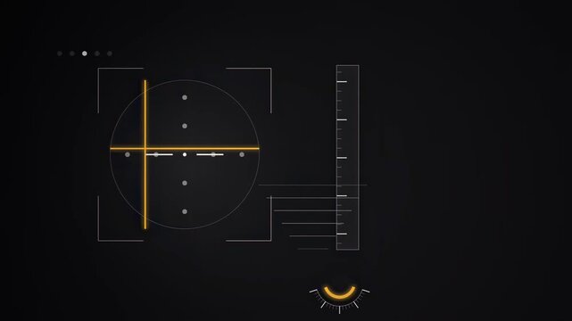 Abstract animated glideslope and localizer needles centring on approach drawn as cool blue-white lines and shapes on a deep dark background. Seamless looping 4K motion graphics video with free space f