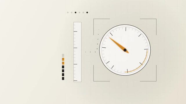 Abstract animated vertical speed needle showing climb and descent drawn as amber and orange lines and shapes on a bright, clean light background. Seamless looping 4K motion graphics video with free sp