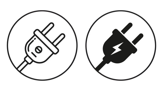 Electrical plug icons set in round frames.