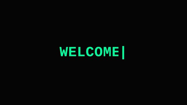 Motion video of a digital welcome sign displaying animated text in vibrant green color for digital signage and advertising.