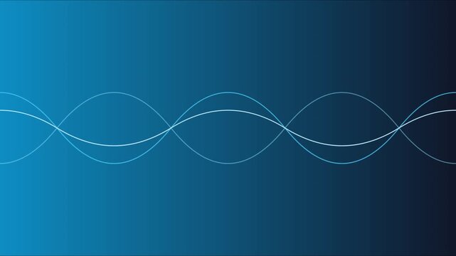 Abstract blue sine wave motion background, digital sound frequency animation, technology data flow and network connection concept 4k