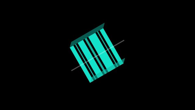 Abstract cyan geometric barcode motion animation on 4k black background