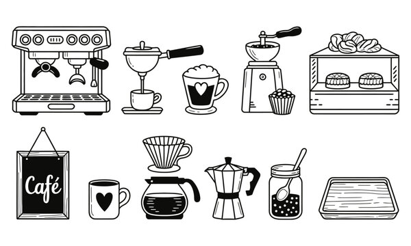 Coffee shop collection of icons