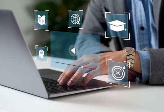 The concept of online skills development courses during social distancing at home to prepare for career paths: online learning.