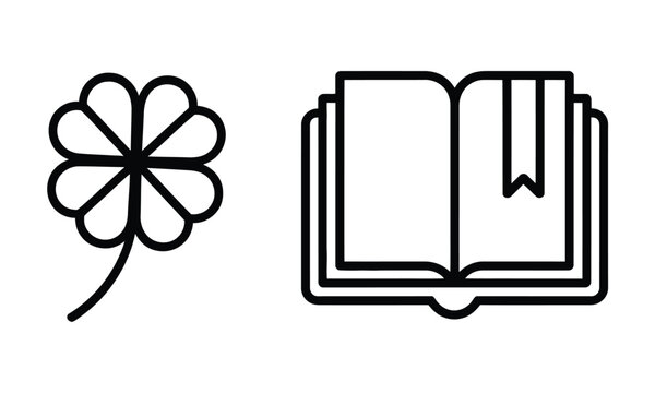 Clover and open book line icons