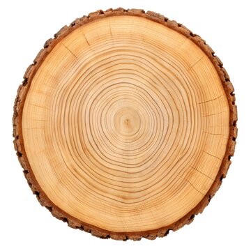 Round wooden log slice with natural tree rings illustration