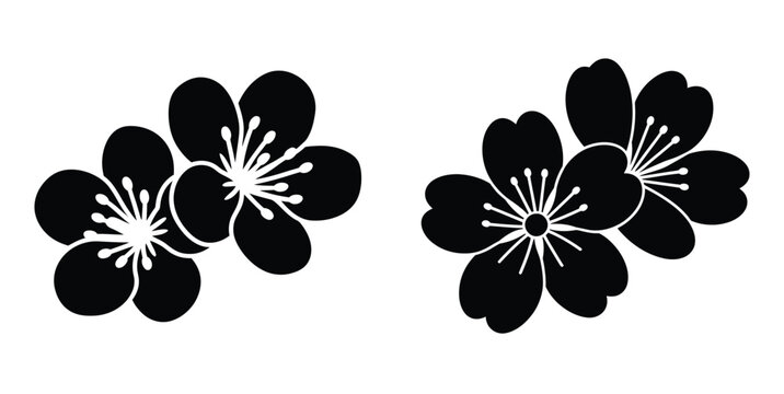 Set of two cherry blossom flower icons