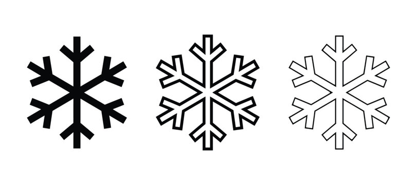 Set of snowflake icons, cold weather symbol, winter flat design elements, vector illustration
