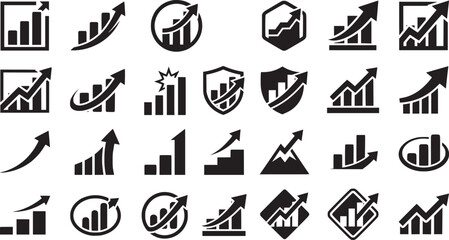 Fototapeta premium Set of Professional Bar Graph Icons for Business Analytics and Data Visualizatio